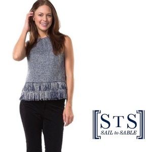 Sail to Sable Gray Sleeveless Fringe Blouse